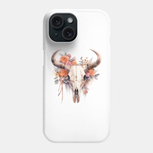 Blooms & Bones: Enchanting Western Cow Skull Floral Design Phone Case