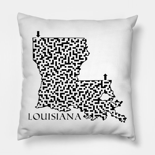 State of Louisiana Maze Pillow by gorff