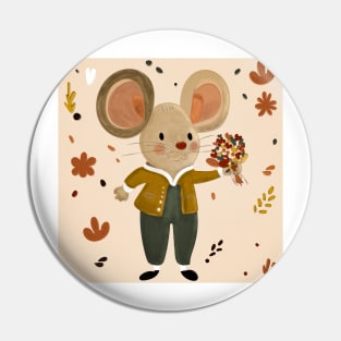 The Gentleman Mouse's Bouquet of Flowers Pin