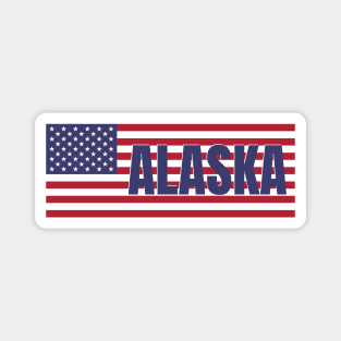 Alaska State in American Flag Magnet