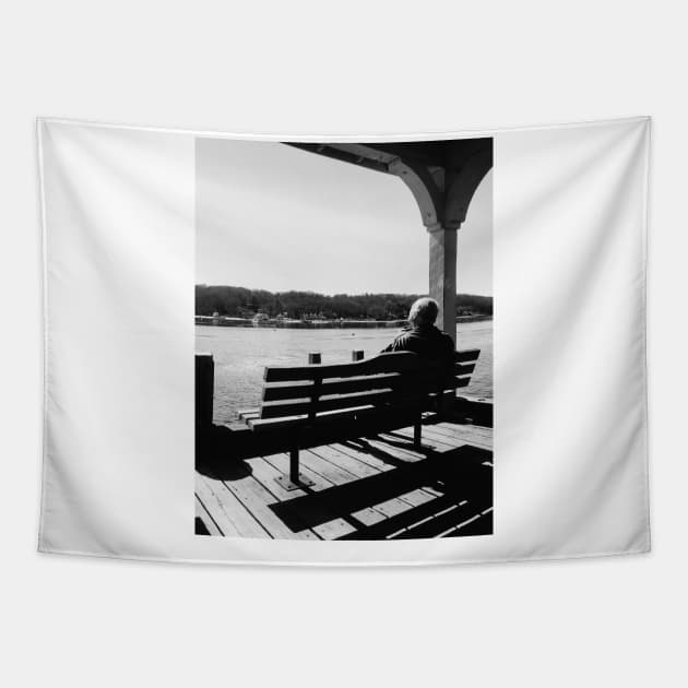 Black and White Photography, Loner, Ocean, Peace Tapestry by MrWho Design