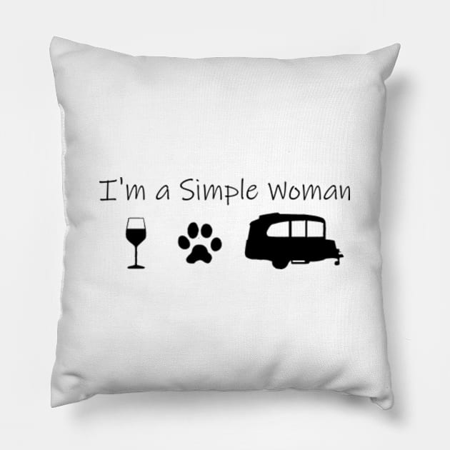 Airstream Basecamp "I'm a Simple Woman" - Wine, Cats & Basecamp Pillow by dinarippercreations