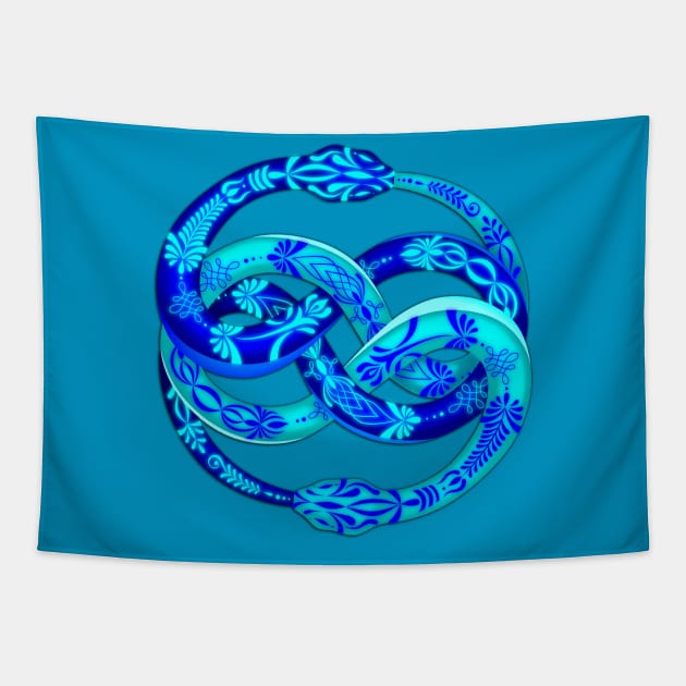 Blue Ouroboros Tapestry by MandalaSoul