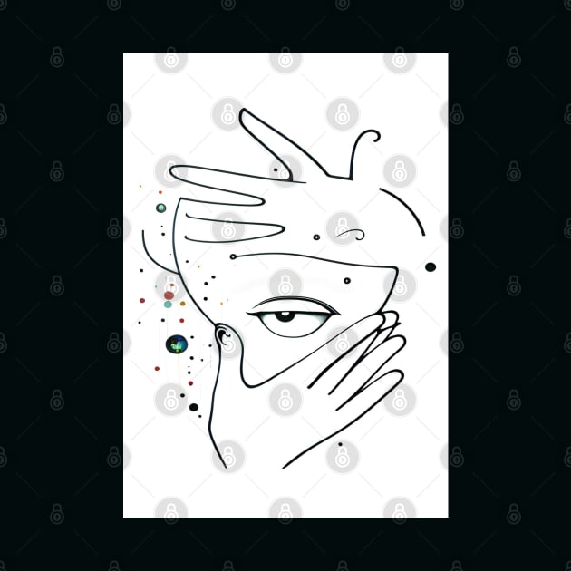 aesthetic minimalistic drawing female face Abstract line art Case by Mirak-store 