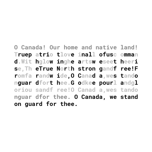 Text: CANADA Anthem (english) (black) by itemful