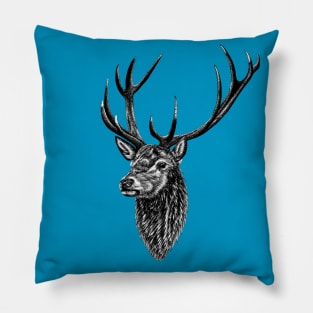 Red deer stag - ink illustration Pillow