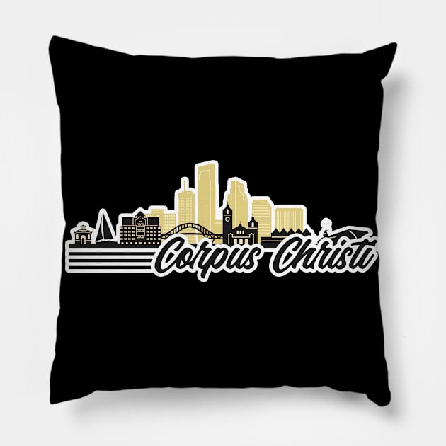 Corpus Christi skyline retro design Pillow by SerenityByAlex