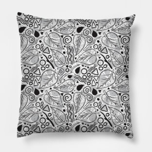 Leaf Doodle Seamless Surface Pattern Design Pillow