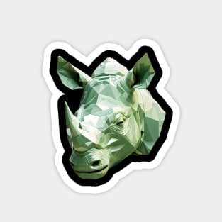 Green rhino head geometric art Magnet