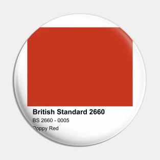 Poppy Red British Standard 0005 Colour Swatch Pin