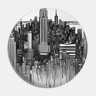 New York Skyline Ai Art Ink Pin