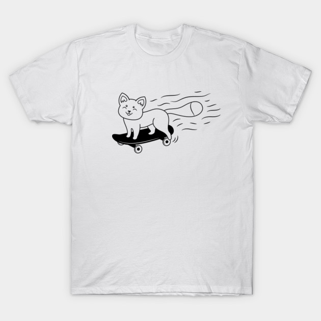 Cute Cat On Skateboard Drawing Sketch Geeky Style Cat Skateboard