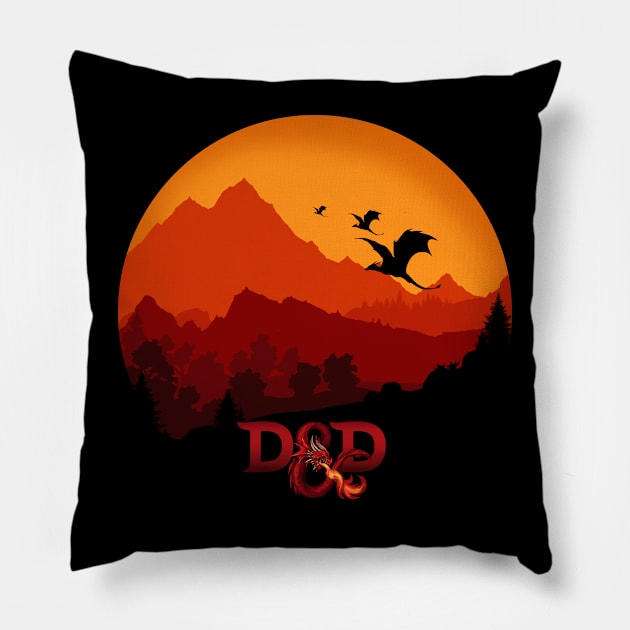 DnD Black Dragons Pillow by Anilia