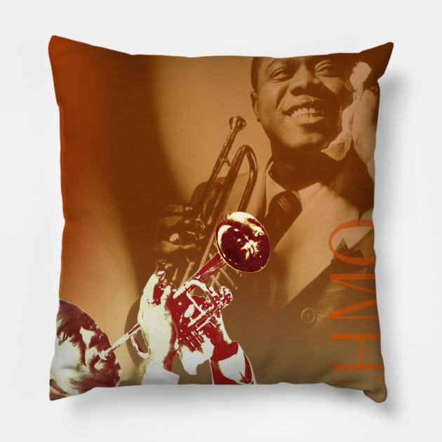 Louis Armstrong Collage Portrait Pillow by Dez53