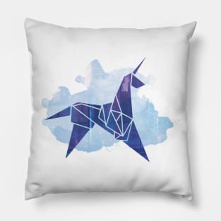 Watercolor Origami Unicorn Blade Runner-Inspired Fan Art Pillow