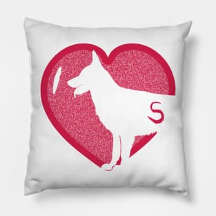 Minimalistic Red Heart I Love German Shepherds simple White Background Pillow