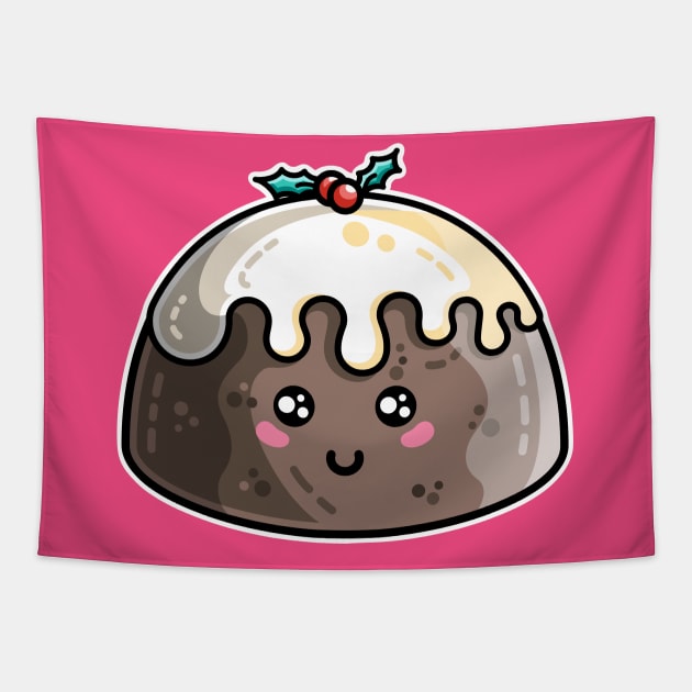 Kawaii Cute Christmas Pudding Tapestry by freeves