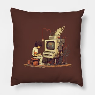 Programmer, retro computer, software developer, gift present ideas Pillow