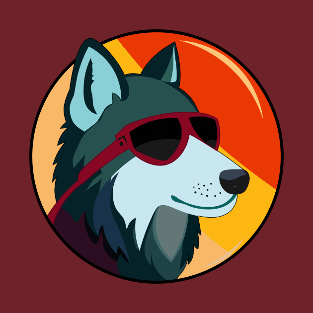 Wolf face with sunglass by EmarDesign