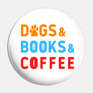 Dogs books coffee colorful tex white tee Pin