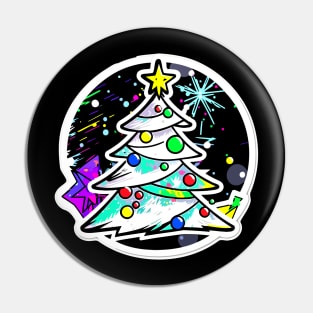 Wintery Night Kawaii Christmas Tree Pin