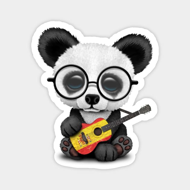 Baby Panda Playing Spanish Flag Guitar Magnet by jeffbartels