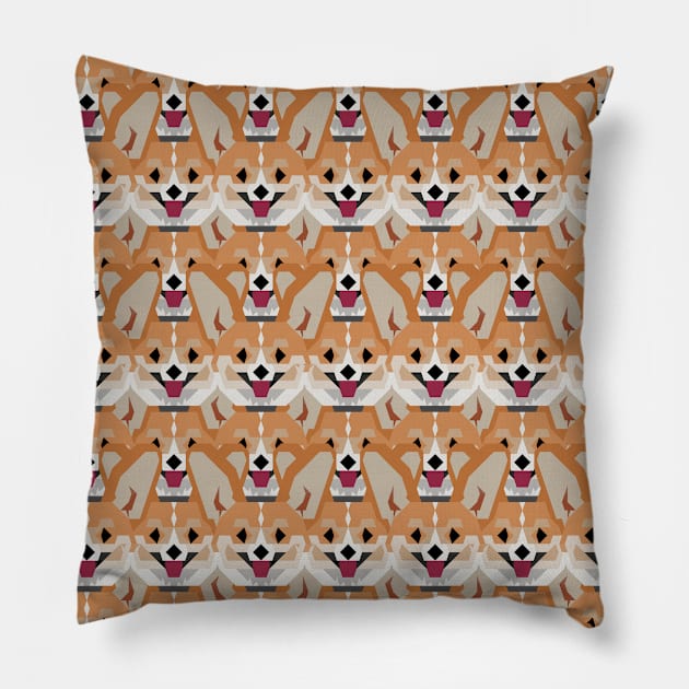 Cardigan Corgi Face Pattern - version one Pillow by wagnerps