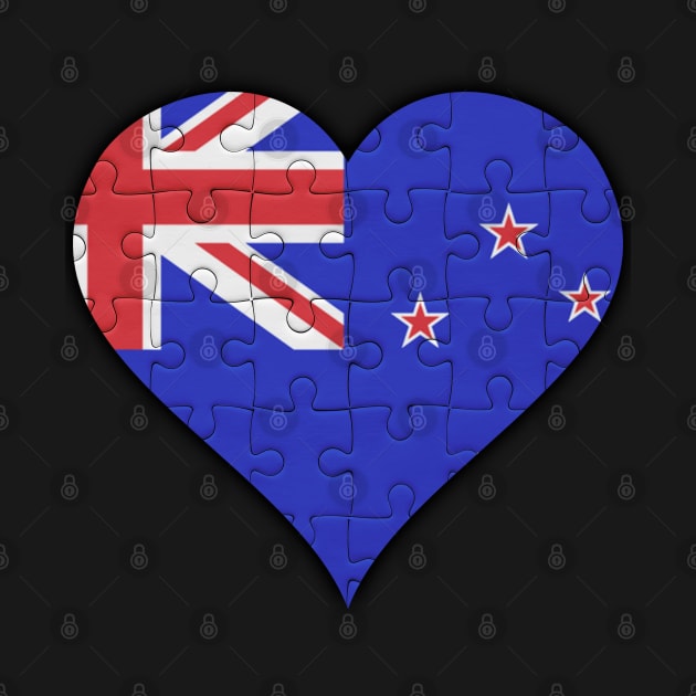 New Zealander Jigsaw Puzzle Heart Design - Gift for New Zealander With New Zealand Roots by Country Flags