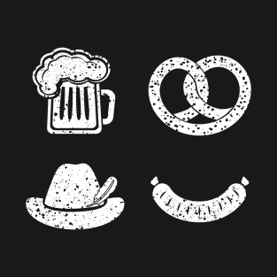 Symbols of Oktoberfest: Bavarian Beer Pretzel Hat Sausage T-Shirt