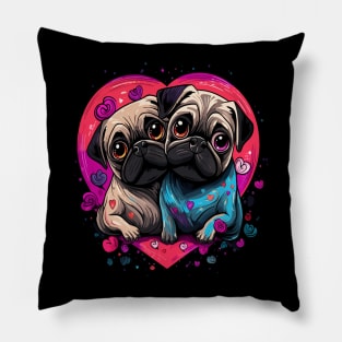 Pug Couple Valentine Pillow