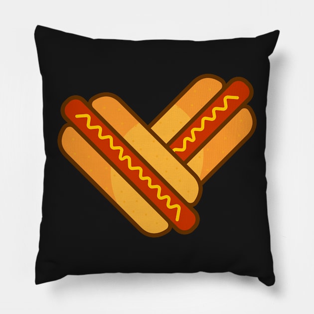 hotdog fastfood art Pillow by dynecreative