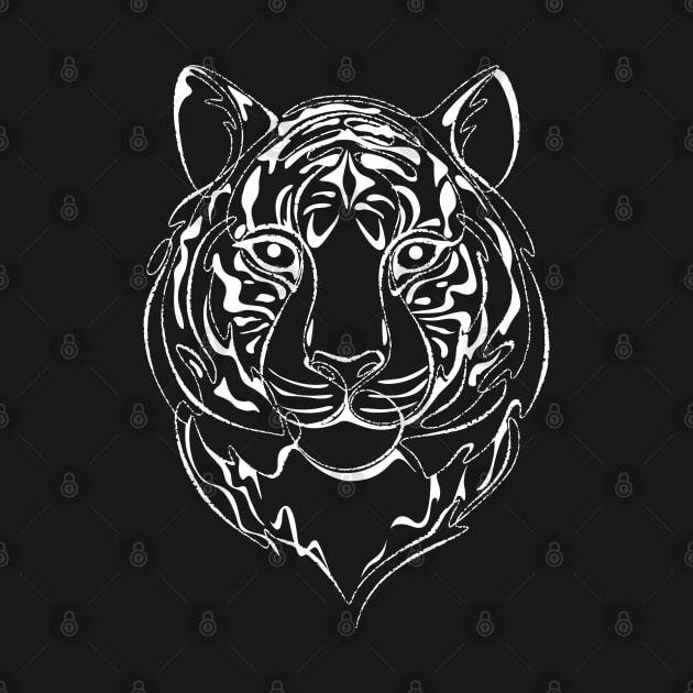 Continuous Line Tiger Portrait. 2022 New Year Symbol by Chinese Horoscope by lissantee