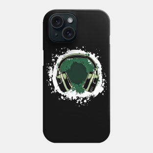 Headphones Art, Green Vintage Phone Case