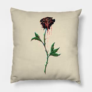 Black Rose Dripping with Blood Pillow