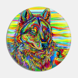 Psychedelic Rainbow Wolf Pin