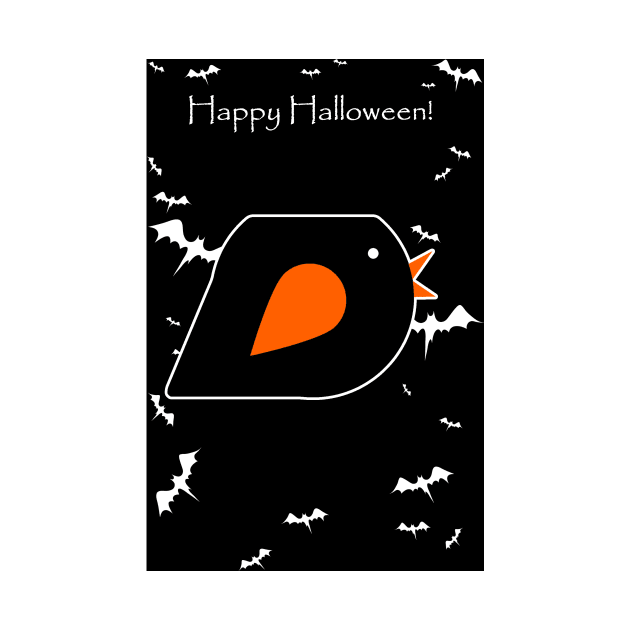 Happy Halloween - Black and Orange Bird by saradaboru