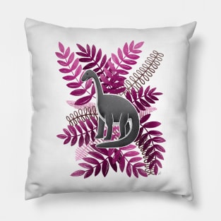 Dinosaur & Leaves - Pink Pillow