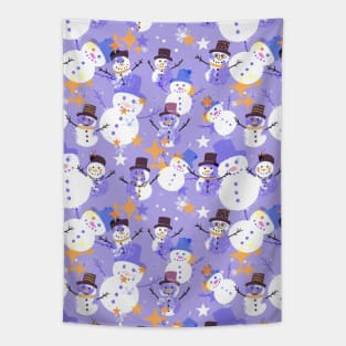 Snowman crazy purple Tapestry