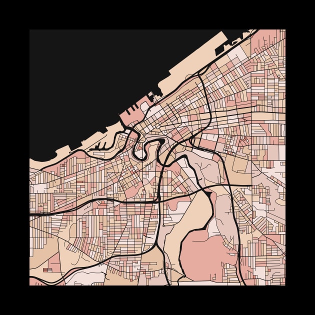 Cleveland Map Pattern in Soft Pink Pastels by PatternMaps