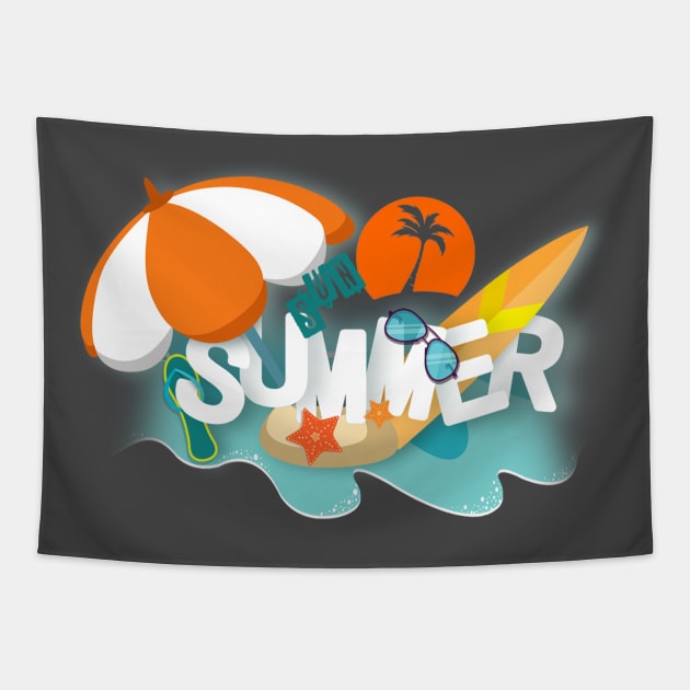 Hello Summer - Sun -Surfing - Swimming -Beach Tapestry by  El-Aal