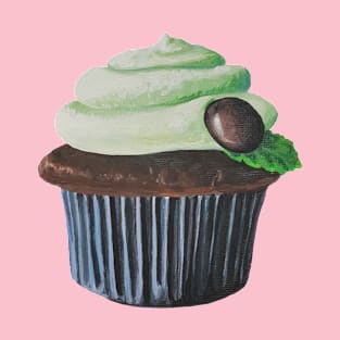 Mint Chocolate Cupcake Painting (no background) T-Shirt