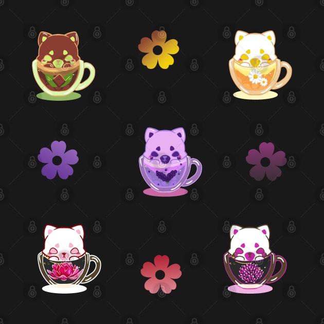 Set Kawaii Tea Drinks Stickers by astronauticarte