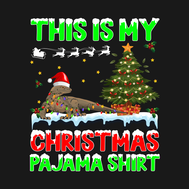 Komodo this is my Christmas pajama shirt - funny Christmas pajama shirt gift Komodo lover - Komodo with Santa hat Christmas shirt by TeesCircle