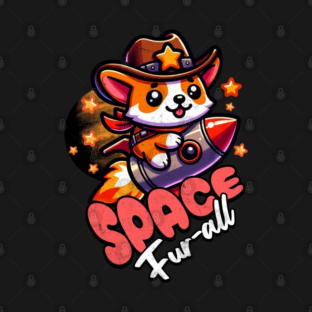 Corgi Space Funny Cowboy by alcoshirts