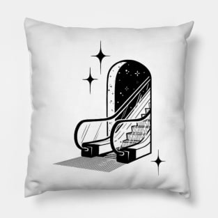 Space Escalator - Digital Drawing - B&W Pillow