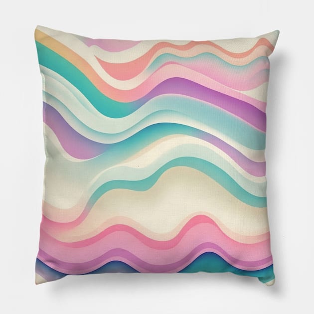 HORIZONTAL PATTERN OF MULTICOLORED WAVES, PASTEL COLOR, Pillow by ZARBIT