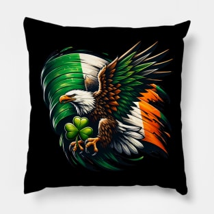 st patricks - eagle with an Irish flag Pillow