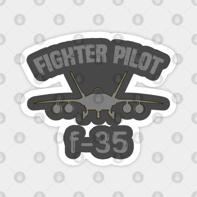 Fighter pilot F-35 fighter plane silhouette in minimalist military aviation style Magnet by PopArtyParty