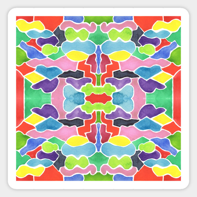 Multicolor Watercolor Shapes Abstract Rainbow Hand Painted