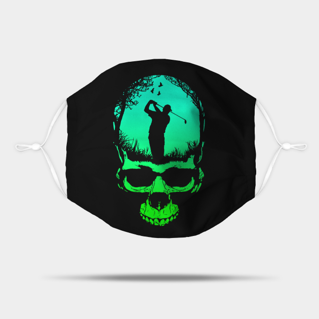 Discover Halloween Golf Gothic Golfer Dad Skeleton Skull Sunset - Golf Dad Skull Sunset Halloween - Mask